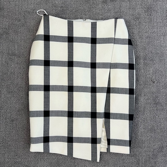 Stylestalker White Plaid Asymmetric Pencil Skirt - Picture 1 of 4